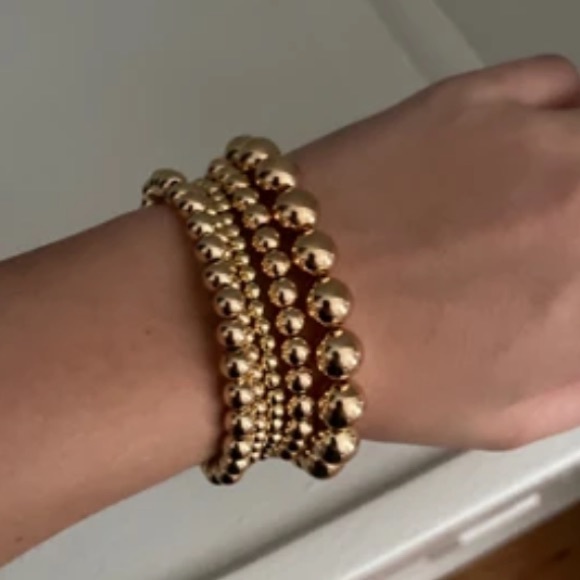 6PC 18K GOLD PLATED BEADED BRACELET SET - Picture 2 of 8